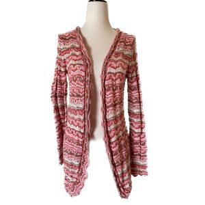 BOSTON PROPER Crochet Cardigan Coral Brown Design